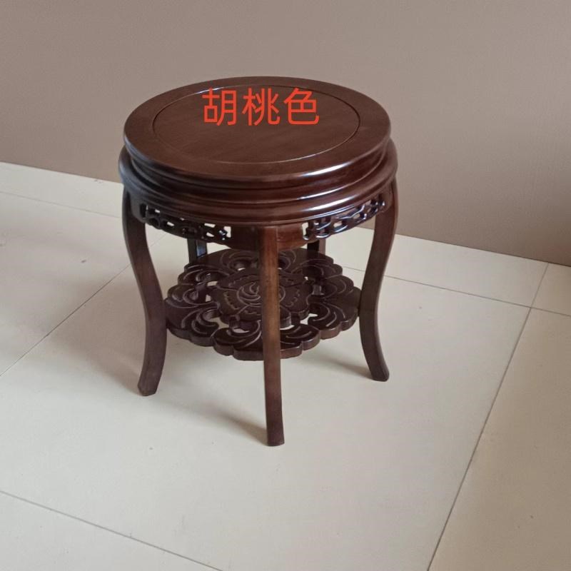 新中式仿古实木花架客厅电视柜旁放花的凳子榆木胡桃木花盆鱼缸架