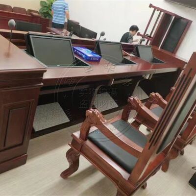 智慧法庭桌椅订制无纸化法院办公桌法官桌电子诉讼桌华惟政务家具