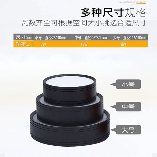 超薄led明装筒灯7W天花灯免开孔三色过道北欧背景墙吸顶12W18W瓦