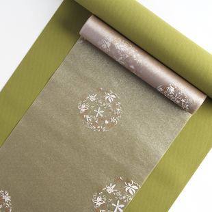 爱茶屋天色茶席珍珠纱烫金【团花香槟色茶席桌旗防水席两条搭配