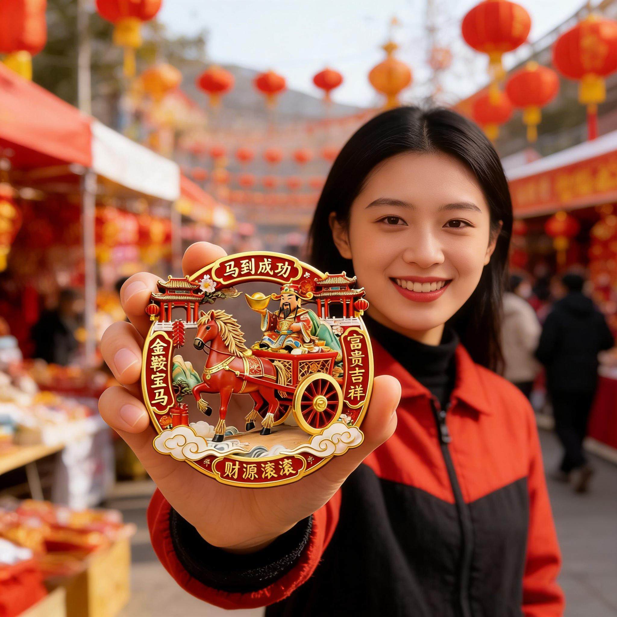 2026款马年金属冰箱贴3d立体浮雕马到成功磁吸门装饰贴定制