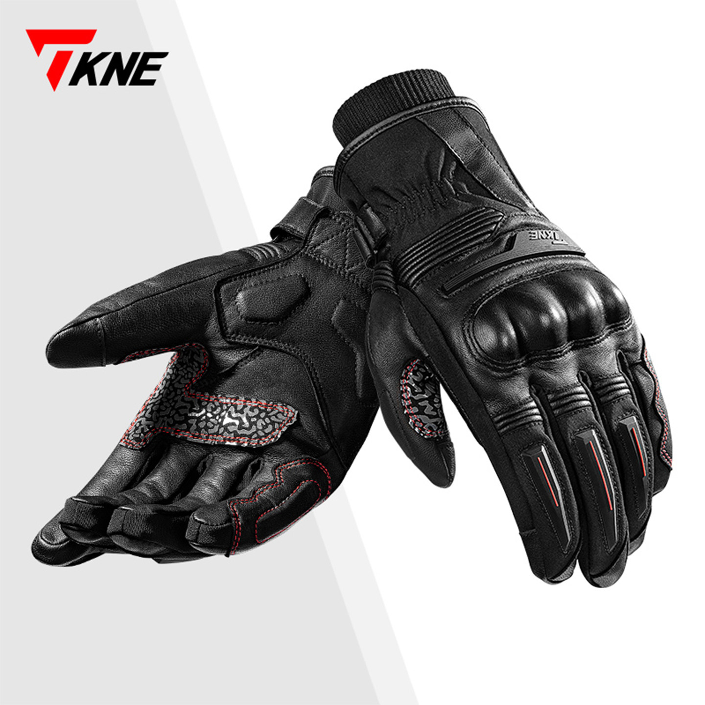 TKNE摩托车手套冬季防水保暖真皮防风防寒机车装备男骑行夏季透气