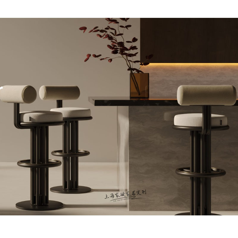 意式轻奢金属吧台椅简约时尚家用岛台椅现代设计师创意酒吧高脚椅