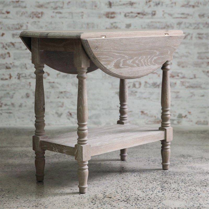 欧式法式侘寂风格家具复古风化灰实木橡木中古折叠桌圆桌茶几其他