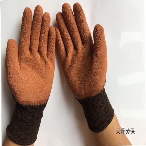 包邮前程吉星F518乳胶发泡王皱纹耐磨防滑劳保手套 尼龙 浸胶手套