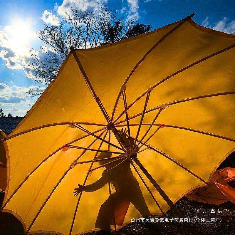 #物新工坊 泾县老式大油布伞 户外油纸伞防雨桐油古风庭院大黄伞