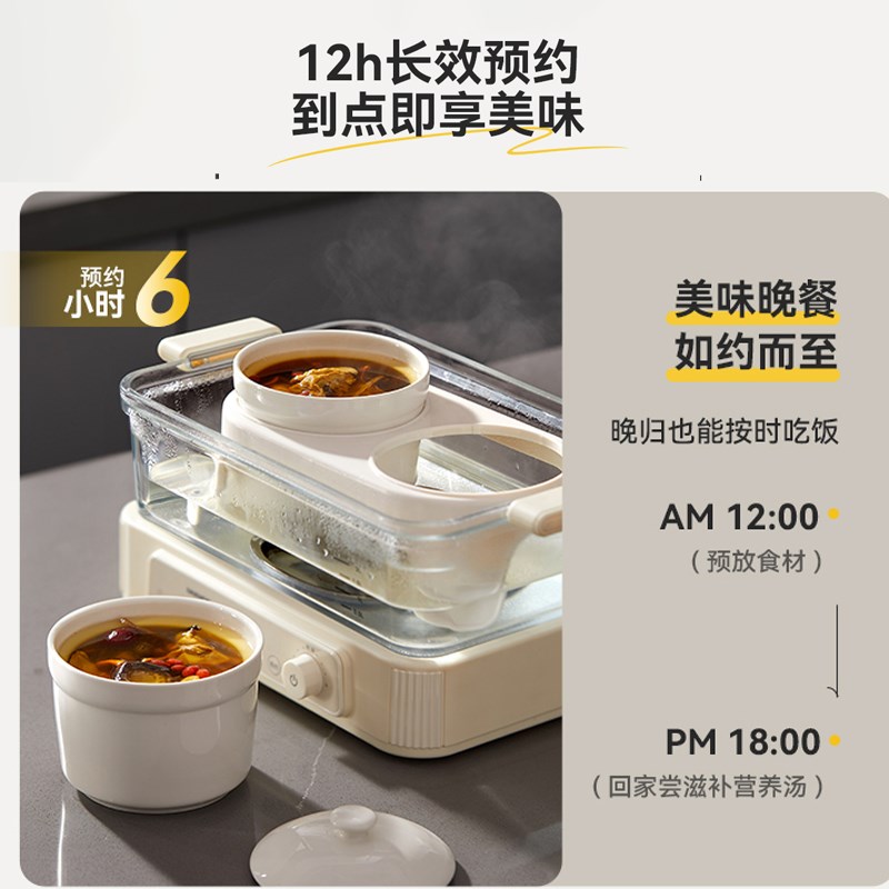 韩国大宇玻璃电蒸锅S22陶瓷双炖盅蒸碗家用全能炖汤隔水蒸炖配件