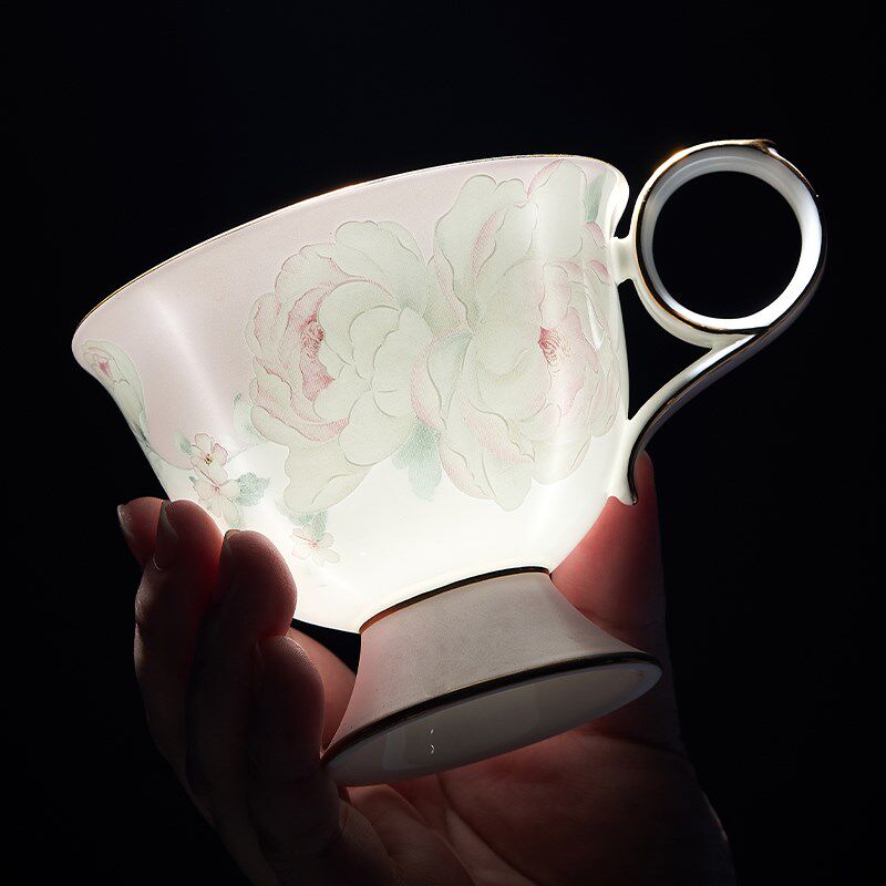 英式骨瓷下午茶水杯少女心粉色咖啡红茶杯碟马克杯三八妇女节礼物