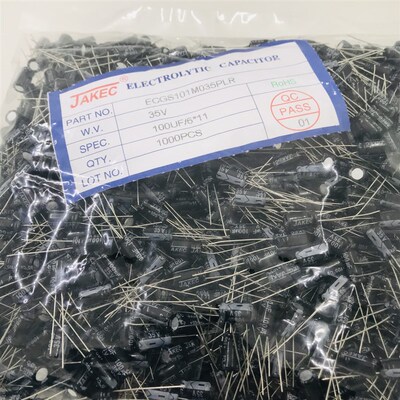 JAKEC电解电容35V100UF 100UF35V 尺寸6*11 一包1000个