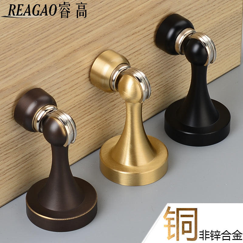 睿高 纯铜门吸强磁大号墙吸房门家用卧室打孔吸门器防风门吸防撞