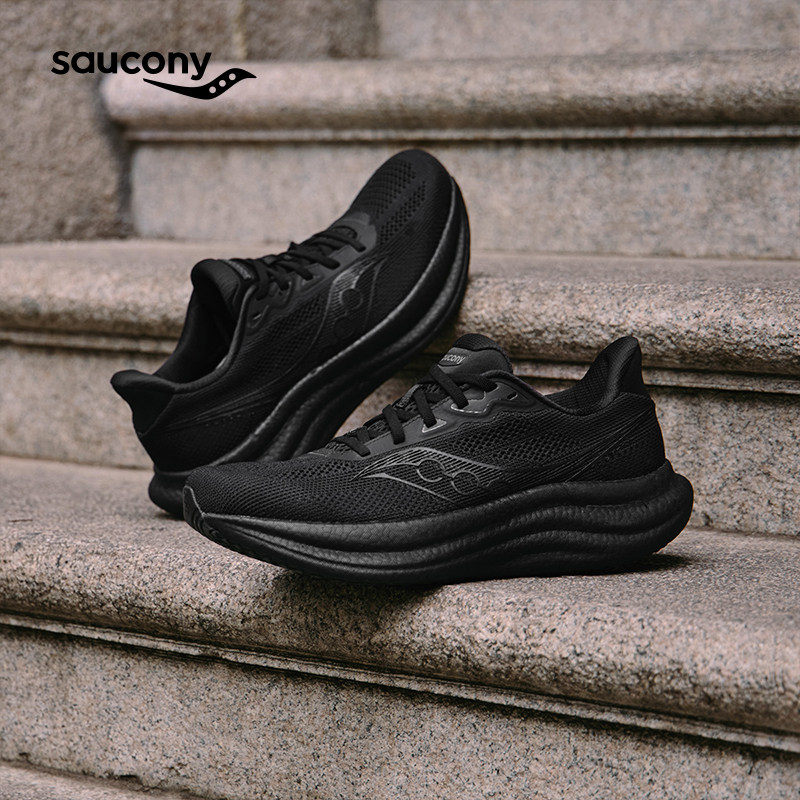 Saucony索康尼TRIUMPH胜利23情侣款黑色运动鞋轻便缓震软弹跑步鞋