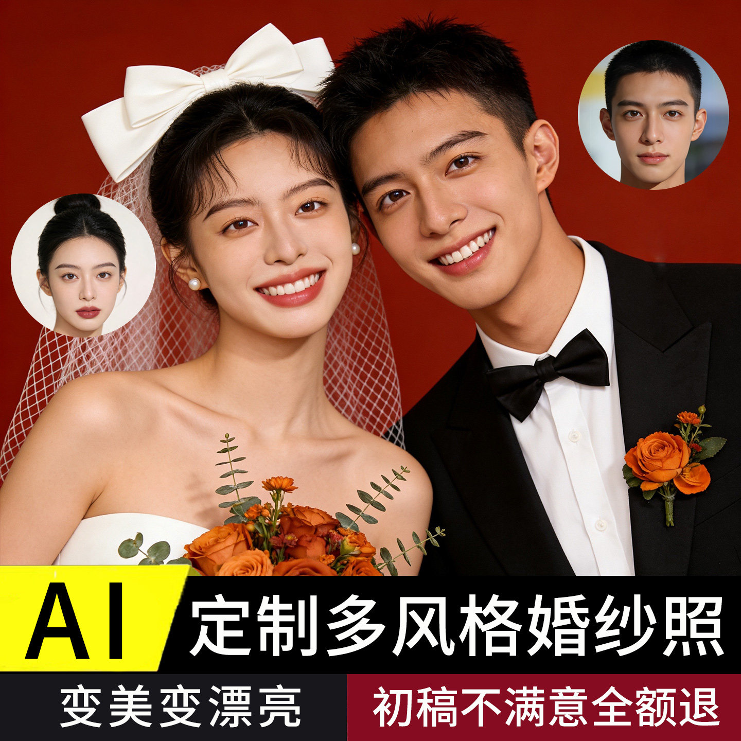 AI婚纱照旅拍结婚拍摄高端定制合成制作结婚照p图写真艺术照生成