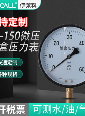伊莱科YE-150膜盒压力表径向 过压保护微压表2.5精度M20接头定制