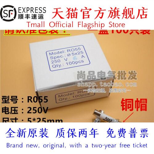 R055陶瓷保险丝管RO55熔断器芯0.5A1A3A6A 10A20A R054 R057 R058
