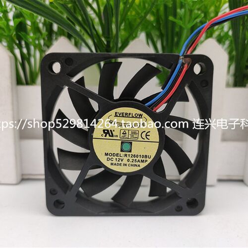 台湾EVERFLOW 6010 6CM 12V 0.25A R126010BU 4线主板CPU散热风扇