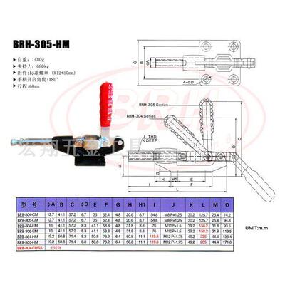 快速夹具压紧器工装夹钳推拉式BRH-305-HM快夹钳推拉夹