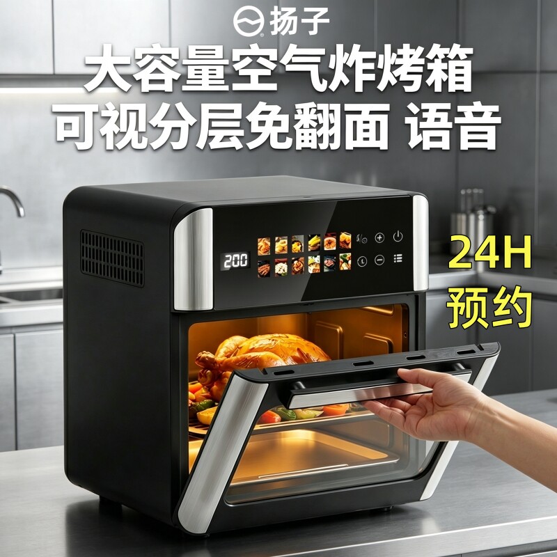 扬子新款家用电烤箱小型烘焙专用空气炸锅微波炉蒸烤三合一体机