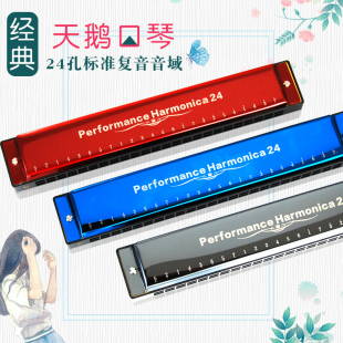 口琴天鹅24孔复音c调初学者儿童学生练习自学成人乐器