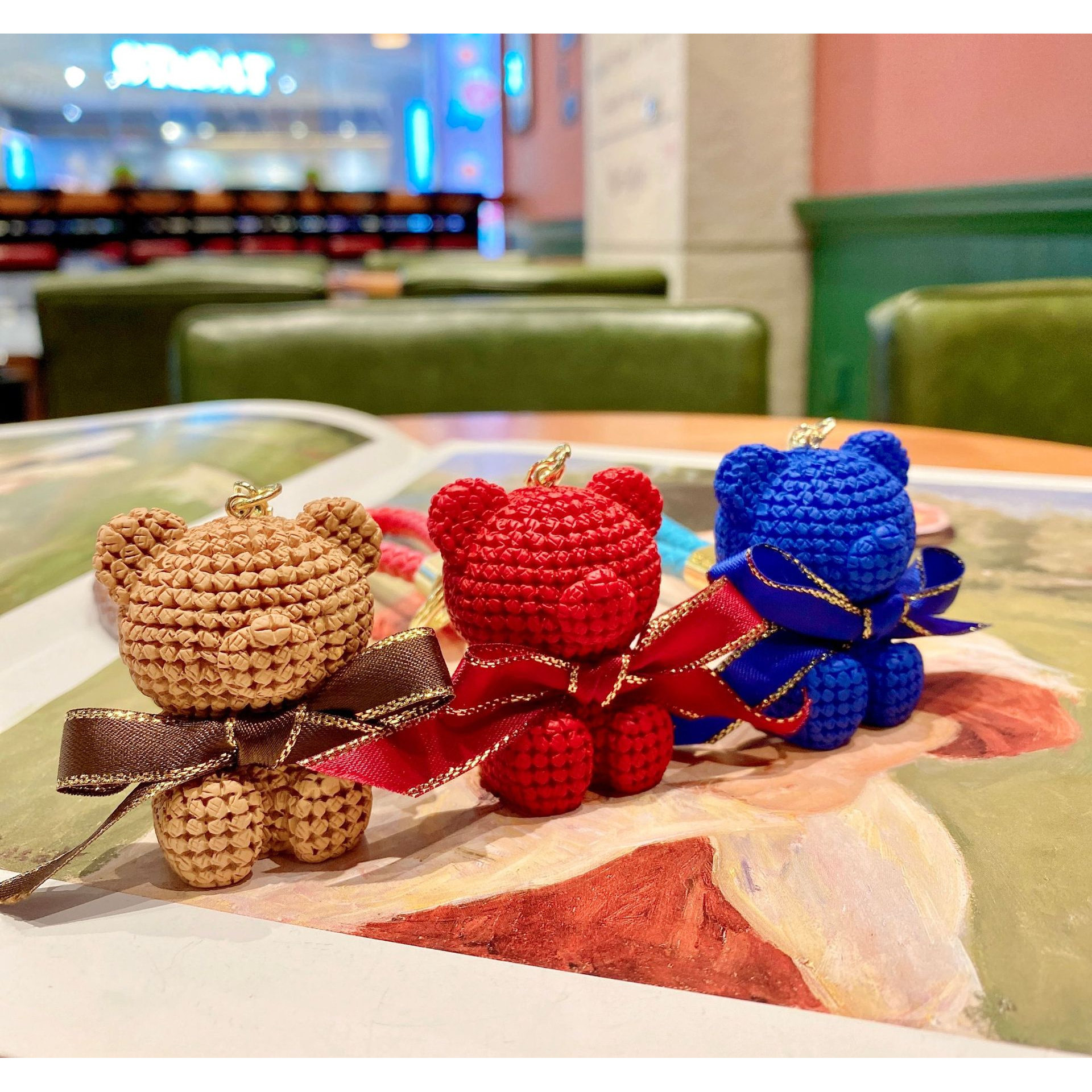 树脂毛线坐姿大头熊钥匙扣时尚情侣配饰时尚汽车钥匙链可爱包挂件,节庆用品/礼品,钥匙链,淘宝优惠券,粉丝福利购,淘宝优惠卷