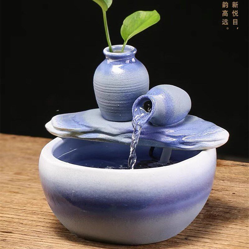 流水器摆件鱼缸开业礼品招财办公室客厅禅意装饰循环流水迁移礼品