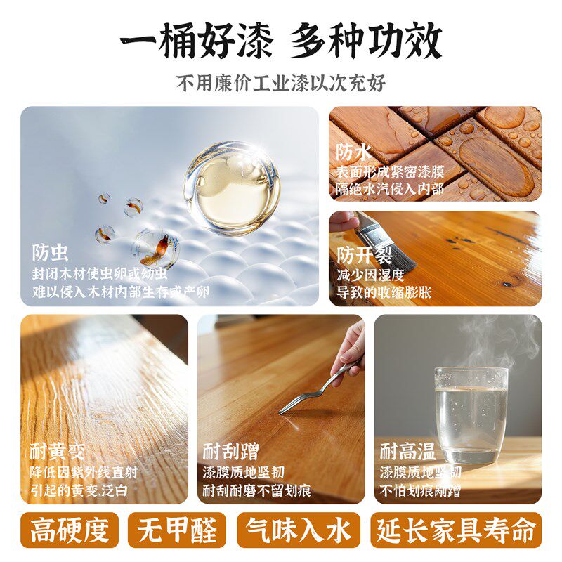 水性木器漆透明清漆实木家具翻新漆木头专用原木光油地板哑光底漆