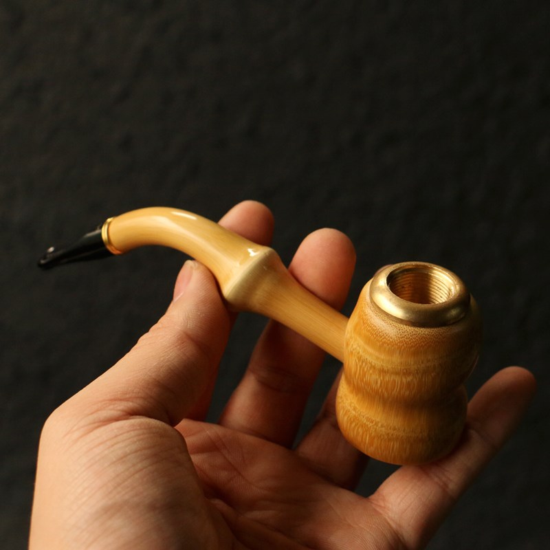 精品纯手工制作天然老罗汉竹小烟斗竹雕竹制把玩小烟嘴竹制烟袋锅