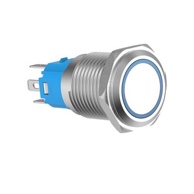 金属按钮12/16/19/22mm带灯5V12V24V220V不锈钢点动自锁覆位开关