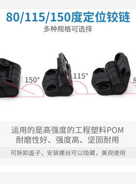 海坦CL195铰炼80°115°150°定位止动C6合页POM尼龙塑料带盖铰炼