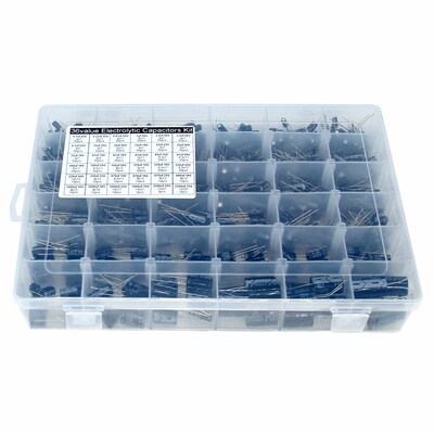 960PCS 36种容值(0.1uf-2200uf)1000uf 25V/35V插件铝电解电容器