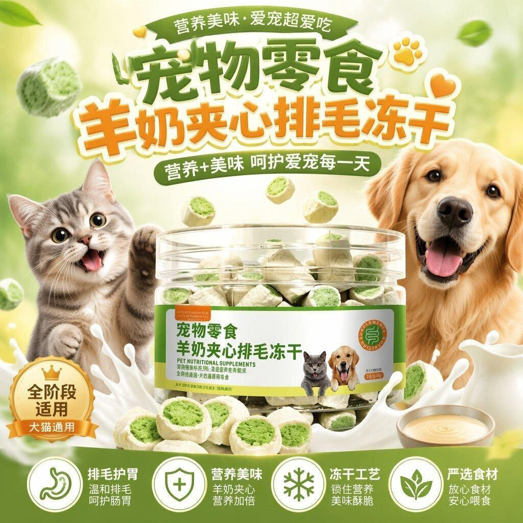 羊奶猫草夹心冻干猫咪零食化毛