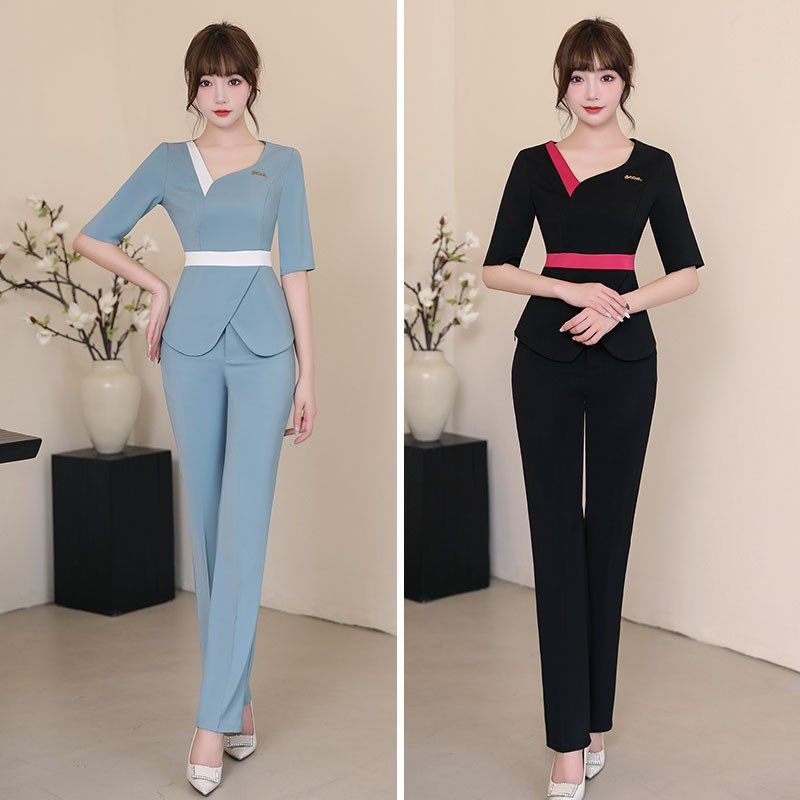 2023美容师工作服显瘦美容院技师服酒店足疗沐足按摩工衣女秋冬款