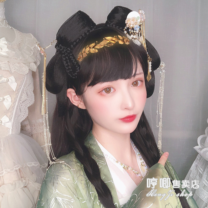 哼唧家古风发箍懒人发包手残党假发头箍一体发鬓汉服古装造型配饰