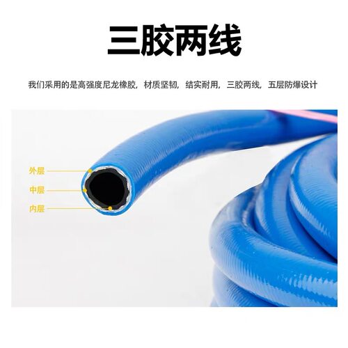 三胶两线高压软管气管大小风炮管气泵空压机气管耐磨防爆软管