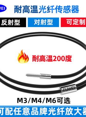 FUWEI耐高温光纤传感器探头200度感应FWGR-310H反射对射放大器