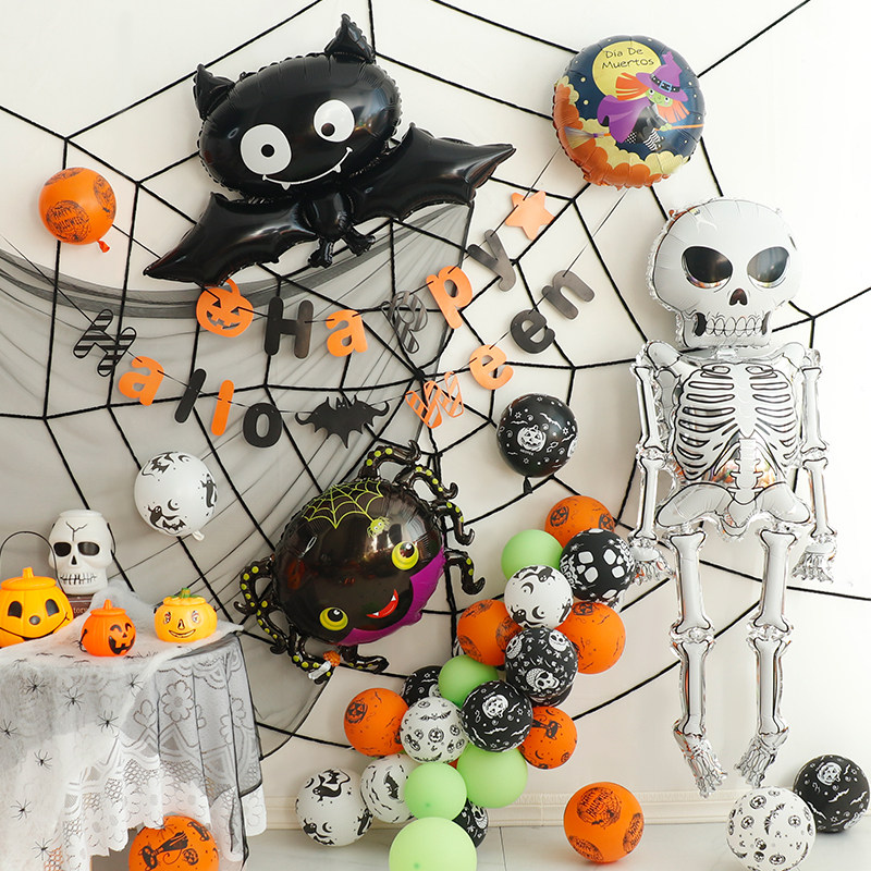 万圣节主题气球装饰店铺酒吧幼儿园南瓜灯氛围道具背景墙场景布置