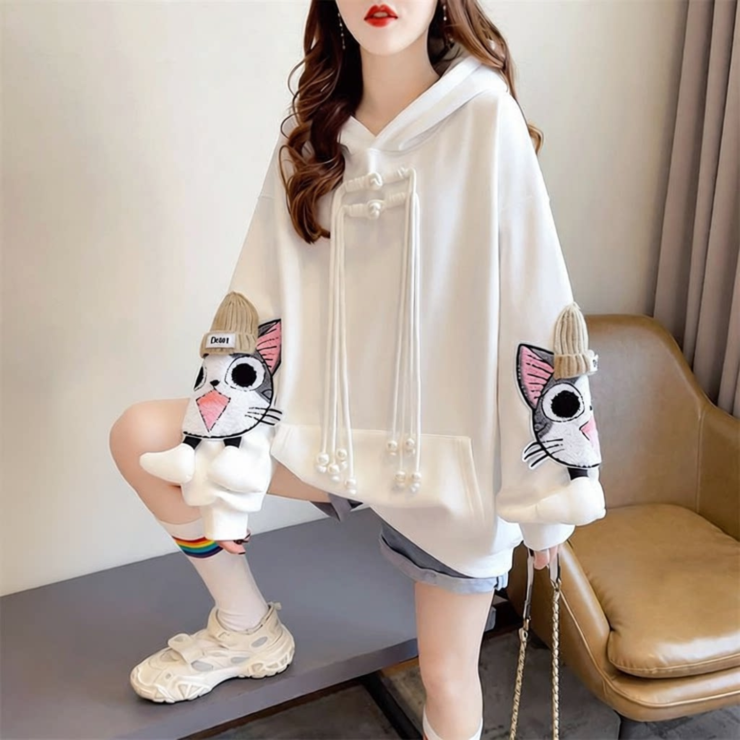 卫衣女早春秋季薄款韩版宽松大码设计感小众可爱小个子百搭外套潮