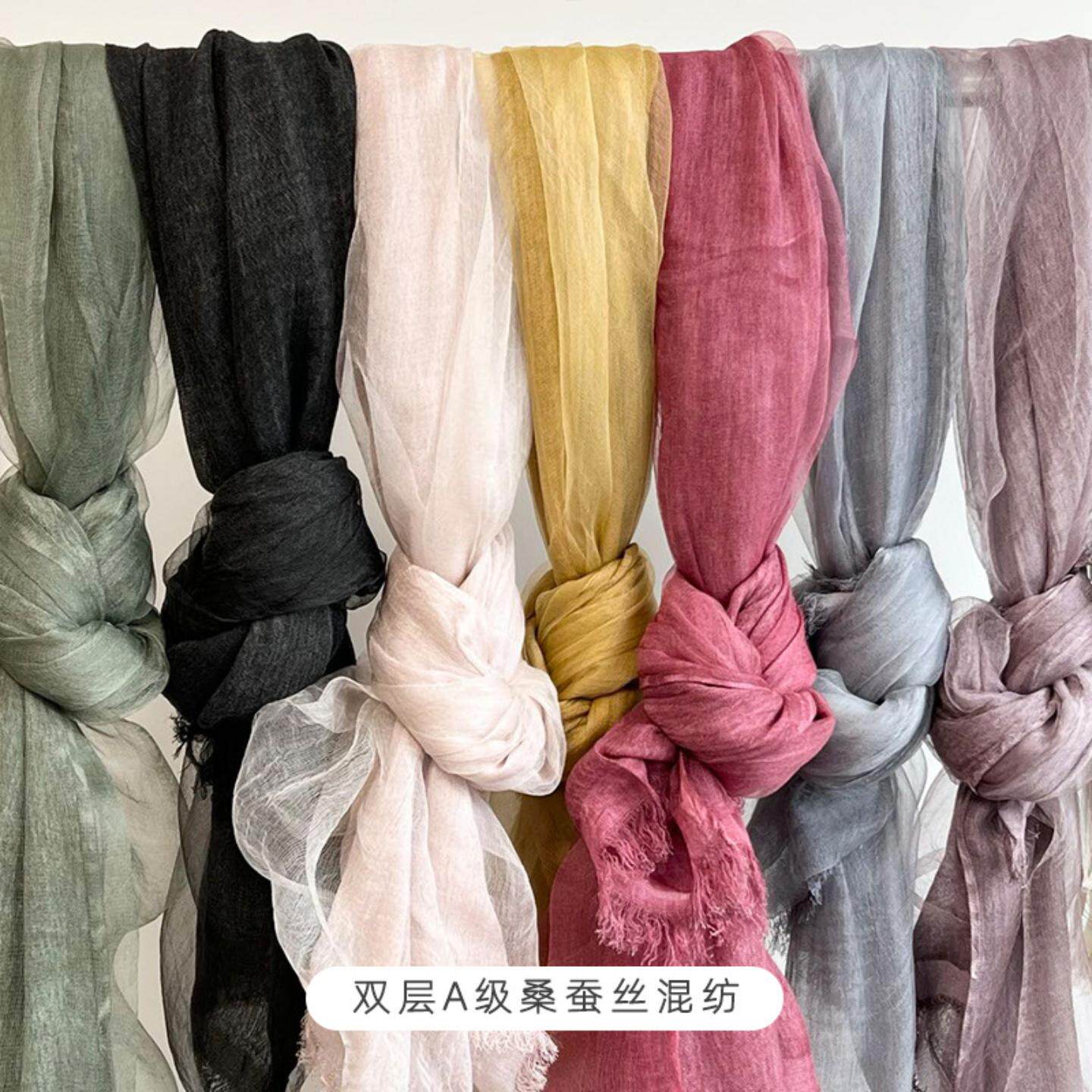 飘逸舒适感~薄款围巾防晒旅游披肩两用女春秋纱巾时尚丝巾