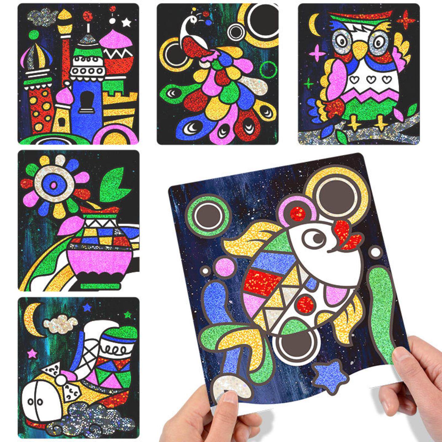 儿童神奇魔幻艺术贴纸画幼儿园创意手工贴画斑彩纸斑彩贴