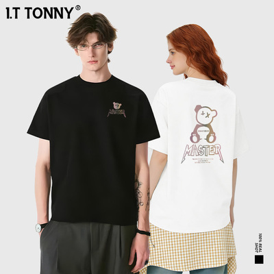 官方I.T TONNY潮牌卡通印花情侣短袖夏季百搭男女同款半袖T恤FT