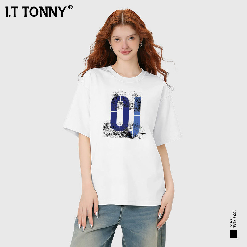 潮牌I.T TONNY新款情侣短袖T恤纯棉透气亲肤青春简约情侣日常必备