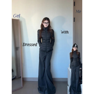 黑色修身排骨羽绒服内胆女短款冬季紧身收腰轻薄内搭韩系正肩外套