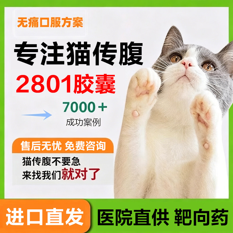 2801猫咪传腹靶向药干湿性传染性腹膜炎大肚子消腹水无痛口服胶囊