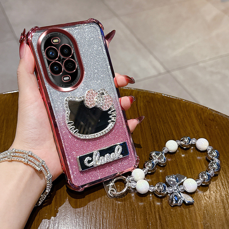 适用华为nova15手机壳nove15保护套硅胶PSN一AL00带镜头膜全包防摔软n15女新款note15镜子支架可爱卡通外壳钻