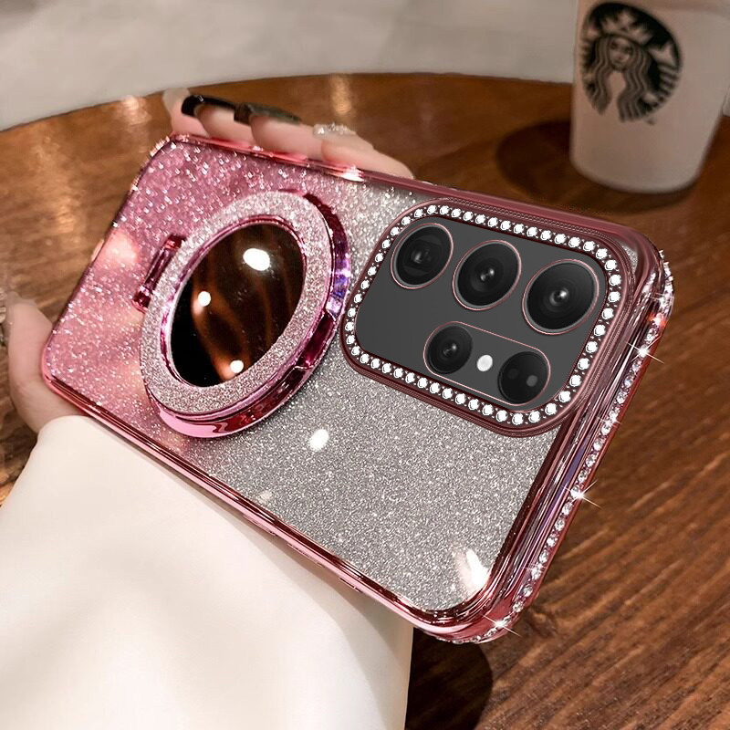 适用三星s25ultra手机壳s25utlra保护套硅胶S25u全包边galaxys气囊防摔S9380软壳galaxy女镜子支架外壳个性钻