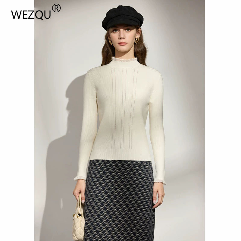 2026新款秋季女装白色针织衫上衣