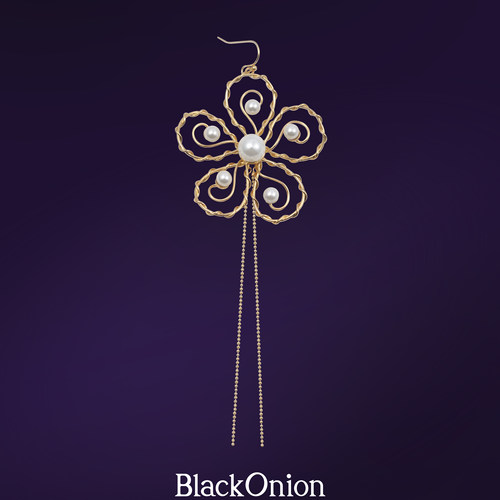BlackOnion镂空梅花大耳环单只