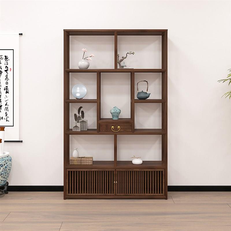 新中式全实木博古架多宝阁现代简约茶室茶叶置物架玄关展示柜隔断