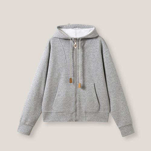 纯色设计款皮革拉链休闲卫衣ss26417/CB-1941