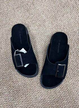 【思思专享】黑色简约一字拖女夏外穿防滑软底时尚凉拖 CA-1401