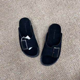 凉拖 黑色简约一字拖女夏外穿防滑软底时尚 1401 思思专享
